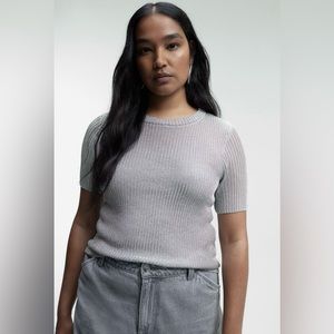 Metallic Rib-knit Top